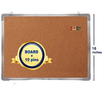 Small Wood Framed Cork Bulletin Board, Wall Mountable Push Pin Notice Board