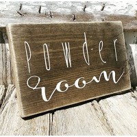 Powder Room Wood Sign - Farmhouse Bathroom Decor - Whitewash Country Bath Decor