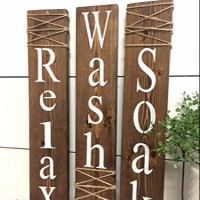 Soak Wash Relax Rustic Bathroom Farmhouse Decor Wood Sign